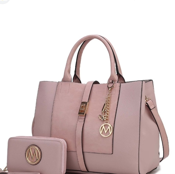 Mia K Farrow Eegant Pink Satchel and Wallet Set New Without...